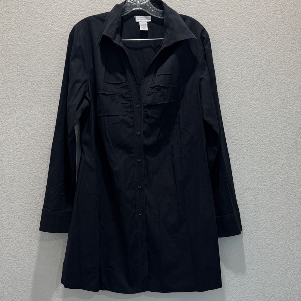 Soft Surroundings Tunic Dress Shirt Black Long Sleeved Large EUC